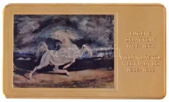 DN A világ leghíresebb festményei / Eugéne Delacroix 1798-1863. - Villámlástól megriadt ló 1825-1829. aranyozott, multicolor Cu emlékérem (35x60mm) T:PP