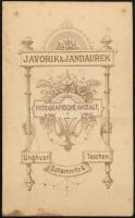 cca 1880 Ungvár, Javorik & Jandaurek fényképészek műtermében készült, vizitkártya méretű vintage...