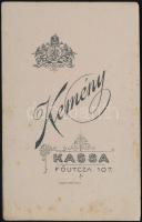 cca 1910 Kassa, Kemény Jenő fényképész műtermében készült, vizitkártya méretű vintage fotó, 10,5x6,6...
