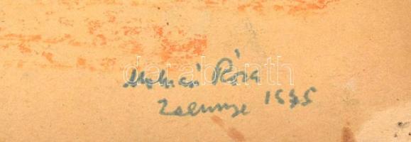 Molnár Róza (1900-1977): Zsennyei színpompa. Filctoll, kréta, karton, karton tetején sötétszürke rag...