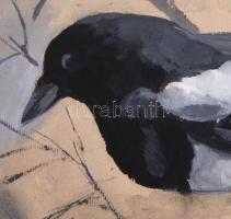 Szilágyi Ilona (1904-1985): Szarka. Akvarell, papír, vékony kartonra kasírozva, jelzett, szakadásokk...