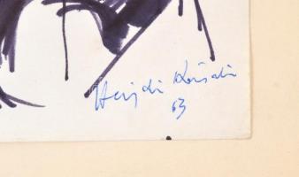 Hajdú László (1938-): Szentendre. Filctoll, papír, jelzett és datált (Hajdú László 63), vékony karto...