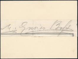 Marco Enrico Bossi (1861-1925) olasz zeneszerző, pedagógus, orgonista. aláírása kártyán / Italian composer autograph signature
