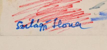 Szilágyi Ilona (1904-1985): A finn öböl parton. Filctoll, papír, vékony kartonra kasírozva, jelzett,...