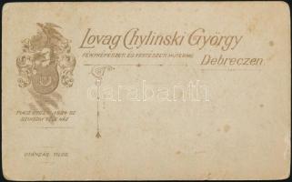 cca 1900-1910 Férfiportré, keményhátú fotó Lovag Chylinski György debreceni műterméből 11x6,5 cm