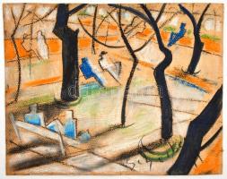 Scheiber jelzéssel: Padon. Pasztell, akvarell, karton, szakadással25x32,5 cm