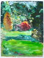 Négely jelzéssel: Park. Olaj, karton, 40x30 cm