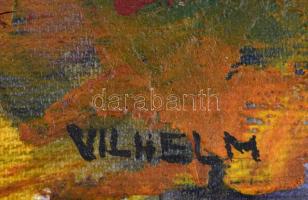 Vilhelm jelzéssel: Absztrakt kompozíciók, 2 db mű. Olaj, vászon, sérült 20x20 cm