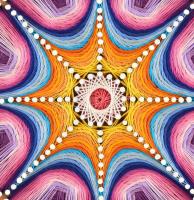 Mandala cérnakép, falemezen, 30×30 cm