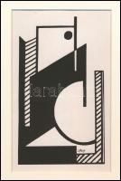Kassák Lajos (1887-1967): Fekete-fehér. Ofszet, papír, jelzett a nyomaton, paszpartuban, 22,5×14 cm