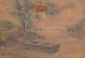 Egry jelzéssel: Ladik. Akvarell, papír, üvegezett, kissé sérült keretben, 24×34,5 cm