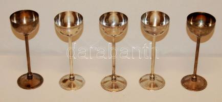 XX. század eleje: 5 db ezüstözött likőröspohár