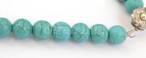 Türkiz gyöngysor, díszdobozban, h: 42 cm