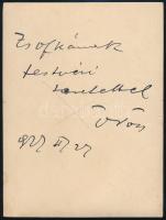 1922 Márffy Ödön (1878-1959) festőművész autográf dedikálása fényképén (Székely Aladár?) Gerő Zsófiá...