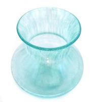 Kék kraklé üvegváza, kis kopásnyomokkal, m: 16 cm