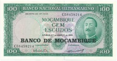 Mozambik 1961. 100E fekete BANCO DE MOCAMBIQUE T:I Mozambique 1961. 100 Escudos with black BANCO DE MOCAMBIQUE overprint C:UNC Krause 117.a