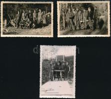 1943 Munkaszolgálatosok, 9 db fotó, 6×8,5 cm