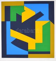 Victor Vasarely (1908-1997): Kompozíció. Szitanyomat, papír, jelzett és számozott (77/90). Vasarely 75. születésnapja alkalmából megjelent mappából. 51x47 cm,