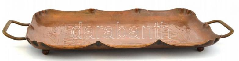 WMF szecessziós szőlőlugas mintás réz tálca, 38×18 cm