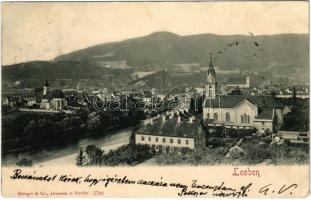 1901 Leoben, general view, church (glue mark)