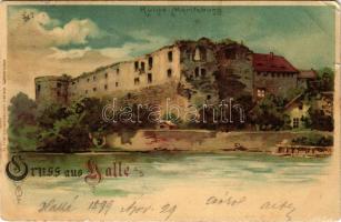 1899 Halle an der Saale, Ruine Moritzburg / castle ruins. Künstlerkarte Verlag H. Leistenschmeider litho (EM)