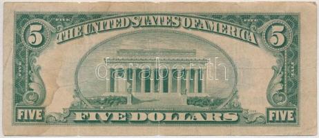 Amerikai Egyesült Államok 1934C 5$ "Silver Certificate - kisméretű", kék pecsét, "Eli...