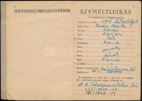 1949 munkakönyv Kossuth címerrel, lánghegesztő, majd Kőbányai Sörgyár alkalmazottja., kissé sérült b...