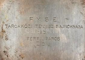 Ezüst(Ag) "F.M.S.E. Tárcaközi Tennisz bajnokság 1934. Férfi páros II. díj" art deco hamutá...