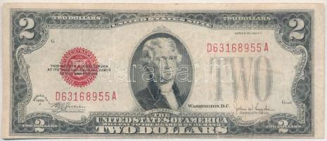 Amerikai Egyesült Államok 1928F 2$ piros pecséttel, Julian/Snyder T:III USA 1928F 2 Dollars with red seal, Julian/Snyder C:F Krause P#378