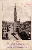 1901 Gdansk, Danzig; Rathaus / town hall, street view. Schaar & Dathe (EK)
