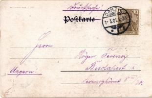 1901 Gdansk, Danzig; Rathaus / town hall, street view. Schaar & Dathe (EK)