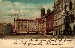 1900 München, Munich; Marienplatz / church, square. Lith. u. Druck Georg Brunnen litho (EK)