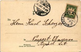 1900 München, Munich; Marienplatz / church, square. Lith. u. Druck Georg Brunnen litho (EK)