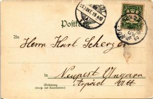 1900 München, Munich; Siegesthor / triumphal arch, gate. Lith. u. Druck Georg Brunnen litho