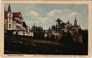 1925 Schierke am Brocken, Blick auf das Burghotel und die Burg (Nebenhaus). Bes. R. Stolba / hotel, castle (EB)