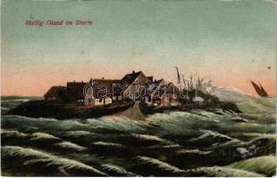 Oland, Hallig Oland im Sturm / island in the storm. Mohr & Dutzauer (Rb)