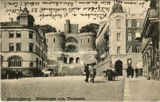 1908 Helsingborg, Stortorget och Terassen / square, street view (EK)