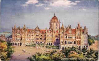Bombay, Victoria Terminus Station. Raphael Tuck & Sons Oilette Postcard No. 8925.