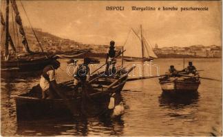 Napoli, Naples; Mergellina e barche peschereccie / fishing boats, sailing vessel. Ed. Ditta Roberto Zedda di V. Carcavallo