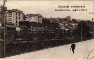 Moncalieri, Veduta Castello Reale e Coleggio Carlo Alberto / castle, college, boarding school. Ed. Carlo Battantier