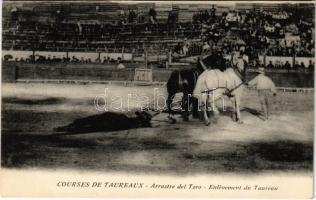 Courses de Taureaux. Arrastre del Toro. Enlevement du Taureau / Spanish folklore, bullfight, matadore