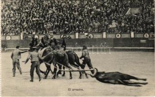 El arrastre / Spanish folklore, bullfight, matadore. Fot. Lacoste (Madrid) - from postcard booklet
