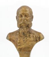 Ferenc József mini büszttel díszített réz pecsétnyomó, h: 9,5 cm