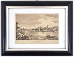 cca 1800 Valence, Franciaország, rézmetszet, üvegezett keretben, 8×13 cm