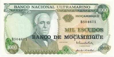 Mozambik 1972. 1000E fekete BANCO DE MOCAMBIQUE felülbélyegzéssel T:I Mozambique 1972. 1000 Escudos with black BANCO DE MOCAMBIQUE overprint C:UNC Krause 119