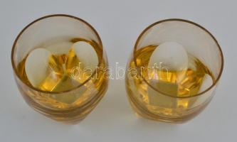 Moser jelzésű, 2 db konyakospohár, csorbákkal m: 7 cm