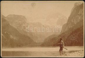 1895 Gosausee, Ausztria, hátoldalon feliratozott keményhátú fotó, 11×16 cm / Gosausee, Austria, vintage photo