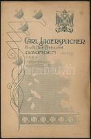 cca 1910 Gmunden, automobilban, keményhátú fotó Carl Jagerspacher műterméből, szecessziós hátlappal,...