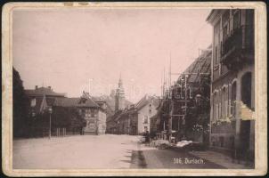 1891 Durlach, Karlsruhe, Németország, keményhátú fotó, sérüléssel, 10,5×16,5 cm / Durlach, vintage photo with faults