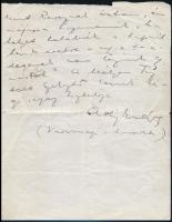1910. március 27. Ady Endre (1877-1919) autográf levele Gerő Ödön (1863-1939) író, újságíró, szerkes...